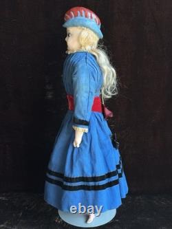 Rare Antique German 20 Wax Over Papier Mache Molded Hat Doll