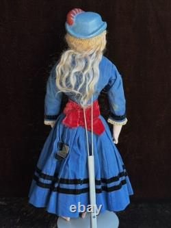Rare Antique German 20 Wax Over Papier Mache Molded Hat Doll