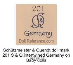 Rare Antique German Baby DollSchutzmeister & Quendt 201 Baby Doll Orig Body