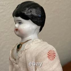Rare Antique German China Doll, Jewel Necklace Hertwig. 8 Nice Condition