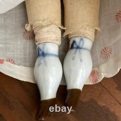 Rare Antique German China Doll, Jewel Necklace Hertwig. 8 Nice Condition