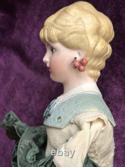Rare Antique German Kling 151 Glass Eyes Molded Bodice Parian Bisque Doll