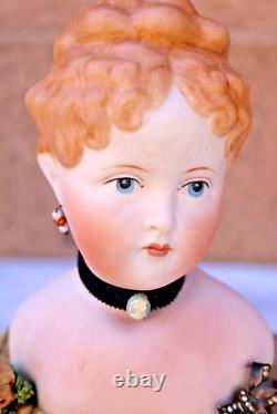 Rare Antique German Parian China Bisque Shoulder Head Doll with Musi? Box