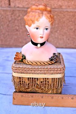 Rare Antique German Parian China Bisque Shoulder Head Doll with Musi? Box