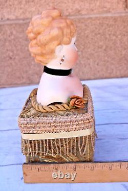 Rare Antique German Parian China Bisque Shoulder Head Doll with Musi? Box