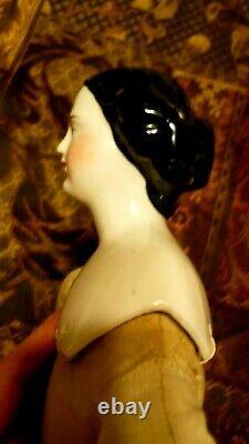 Rare Antique Pretty Coil Bun Hairdo 1840 Jenny Lind China Doll -16 Perfect