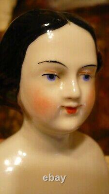 Rare Antique Pretty Coil Bun Hairdo 1840 Jenny Lind China Doll -16 Perfect