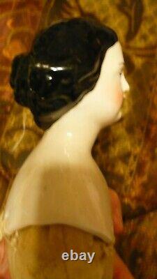 Rare Antique Pretty Coil Bun Hairdo 1840 Jenny Lind China Doll -16 Perfect