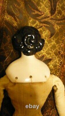 Rare Antique Pretty Coil Bun Hairdo 1840 Jenny Lind China Doll -16 Perfect