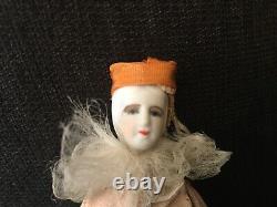 Rare Boudoir Doll Set Of 2 HTF French Porcelain Miniature Wire Pierrot Dolls