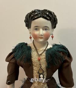 Rare Countess Dagmar China Head Doll Conta Boehme Braided Coil Bun Pierced Ears