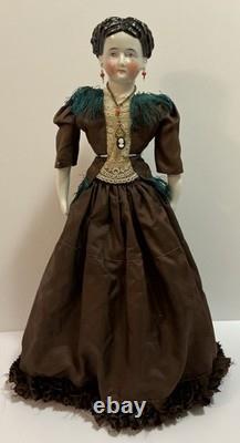 Rare Countess Dagmar China Head Doll Conta Boehme Braided Coil Bun Pierced Ears
