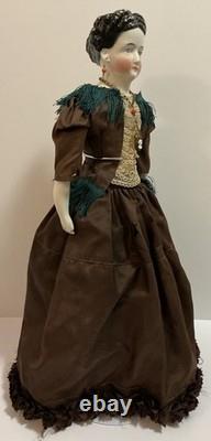 Rare Countess Dagmar China Head Doll Conta Boehme Braided Coil Bun Pierced Ears