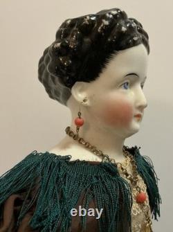 Rare Countess Dagmar China Head Doll Conta Boehme Braided Coil Bun Pierced Ears