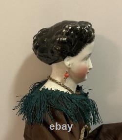 Rare Countess Dagmar China Head Doll Conta Boehme Braided Coil Bun Pierced Ears