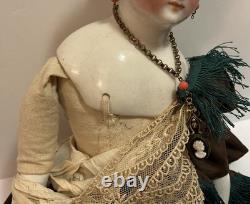 Rare Countess Dagmar China Head Doll Conta Boehme Braided Coil Bun Pierced Ears