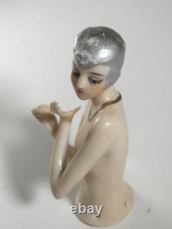 Rare German Art Deco Porcelain Half Doll / Pin Cushion Doll Rare German Art Deco Porcelain Half Doll / Pin Cushion Doll