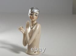 Rare German Art Deco Porcelain Half Doll / Pin Cushion Doll