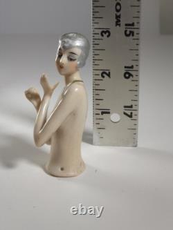 Rare German Art Deco Porcelain Half Doll / Pin Cushion Doll