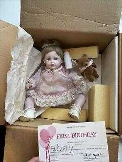 Rare Perfect Vintage 1988 Danbury Mint Porcelain Doll First Birthday New In Box