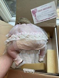 Rare Perfect Vintage 1988 Danbury Mint Porcelain Doll First Birthday New In Box