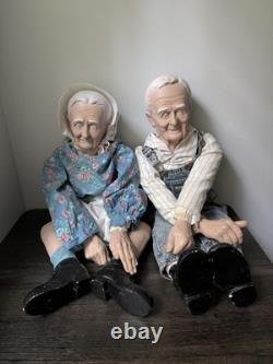 Rare Set Vintage 32 William Wallace Jr Grandma & Grandpa Porcelain Dolls