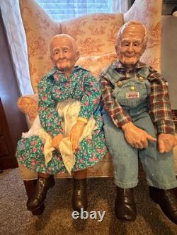 Rare Set Vintage 32 William Wallace Jr Grandma Grandpa Porcelain Dolls 89 READ