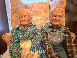 Rare Set Vintage 32 William Wallace Jr Grandma Grandpa Porcelain Dolls 89 READ
