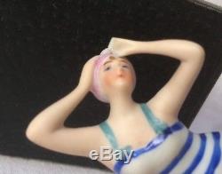 Rare Sexy Bathing Beauty Flapper Lady Figurine Doll Bisque Porcelain Germany Vtg