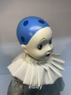 Rare Vintage Antique 1of1 20n Porcelain Harlequin Or Pierrot Clown Doll 17s-80s