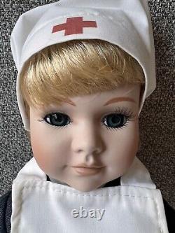 Rare Vintage Crolly Doll Nurse Made Ireland 1990s Porcelain with Soft Body Outfit