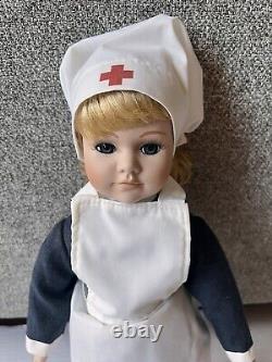 Rare Vintage Crolly Doll Nurse Made Ireland 1990s Porcelain with Soft Body Outfit