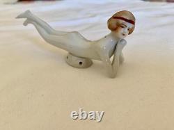 Rare Vintage German Nude Porcelain Pincushion Doll Flapper