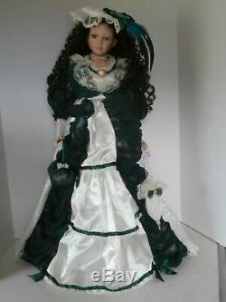 Rare Vintage Hand Crafted Porcelain Doll Victorian Style Dress 28 Inch Tall