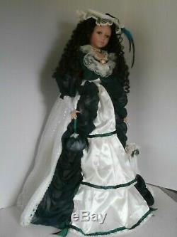 Rare Vintage Hand Crafted Porcelain Doll Victorian Style Dress 28 Inch Tall