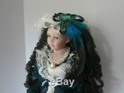 Rare Vintage Hand Crafted Porcelain Doll Victorian Style Dress 28 Inch Tall