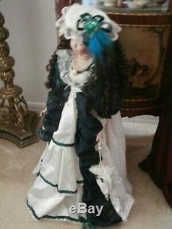 Rare Vintage Hand Crafted Porcelain Doll Victorian Style Dress 28 Inch Tall