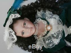 Rare Vintage Hand Crafted Porcelain Doll Victorian Style Dress 28 Inch Tall