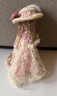 Rare Vintage MBI Pamela Erff Porcelain Doll Fancy Pink Outfit Hat Lace Pearls