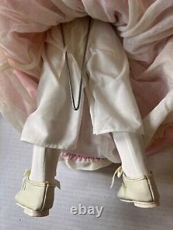 Rare Vintage MBI Pamela Erff Porcelain Doll Fancy Pink Outfit Hat Lace Pearls