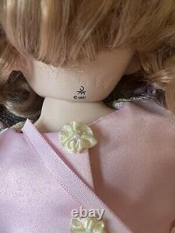 Rare Vintage MBI Pamela Erff Porcelain Doll Fancy Pink Outfit Hat Lace Pearls