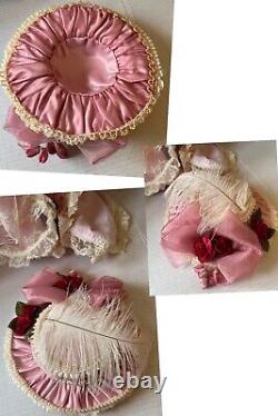 Rare Vintage MBI Pamela Erff Porcelain Doll Fancy Pink Outfit Hat Lace Pearls