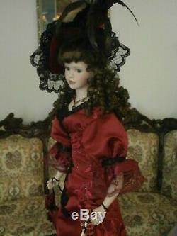 Rare Vintage Victorian Style Doll Hand Grafted Large 28 Inch Bisque Porcelain