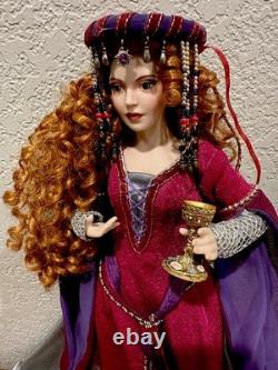 Rare Vtg 90's 17Queen Morgan Le Fay Porcelain Doll Chalice Medieval Clothing