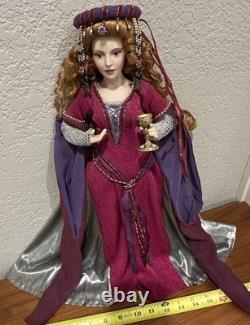 Rare Vtg 90's 17Queen Morgan Le Fay Porcelain Doll Chalice Medieval Clothing