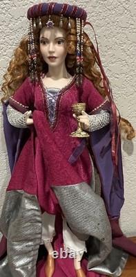 Rare Vtg 90's 17Queen Morgan Le Fay Porcelain Doll Chalice Medieval Clothing