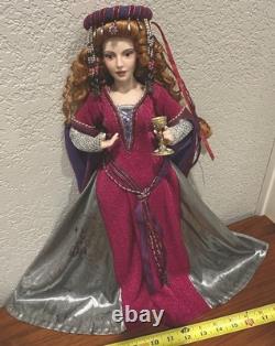 Rare Vtg 90's 17Queen Morgan Le Fay Porcelain Doll Chalice Medieval Clothing