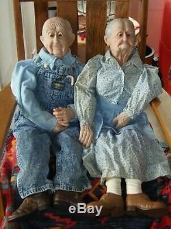 Rare Vtg William Wallace Jr Doll Set Old Man Woman Couple Grandparents 1994