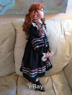 Redhead Green Eyes Girl Porcelain 29 inch Collector's Doll Vintage 1998 212/500