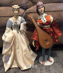 Renaissance Medieval Lady In Waiting & Minstrel Porcelain Doll 20 Lot 2